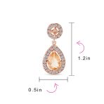 Classic Cocktail Cubic Zirconia Halo Red Teardrop CZ Drop Earrings Silver Plated - Image 11