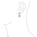Classic Cocktail Cubic Zirconia Halo Red Teardrop CZ Drop Earrings Silver Plated - Image 8