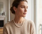 Classic Faux 10MM White Pearl Strand Necklace Crystal Ball Clasp 16 Inch - Image 3