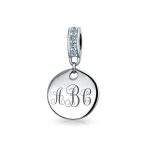 Initial Monogram Crystal Dangle Charm Bead Sterling Silver Birthstone Colors - Image 13