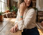 Nature Leaf Navajo Style Onyx Turquoise Wide Cuff Bracelet in Sterling Silver - Image 5