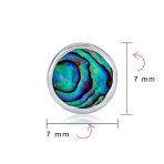 Round Bezel Set Abalone Shell Stud Earrings Silver 7MM - Image 4