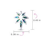 Rainbow Iridescent Abalone Shell Leaf Stud Earrings Sterling Silver Jewelry - Image 4