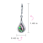Iridescent Abalone Seashell Rain Drop Teardrop Dangle Earrings .925 Sterling Silver Lever Back - Image 4