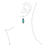Geometric Iridescent Abalone Shell Oval Long Dangle Earrings in Sterling Silver - Image 3