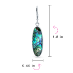 Geometric Iridescent Abalone Shell Oval Long Dangle Earrings in Sterling Silver - Image 4