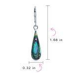 Iridescent Rainbow Abalone Shell Long Teardrop Dangle Earrings .925 Sterling Silver Lever Back - Image 4