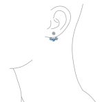 Aqua Blue CZ Flower Fan Earring Jacket Sterling Silver Studs - Image 4