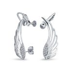 Trendy Angel Wing Feather Ear Cuff Cartilage Earrings Rose Gold Silver Plated - Image 2