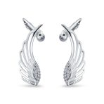 Trendy Angel Wing Feather Ear Cuff Cartilage Earrings Rose Gold Silver Plated - Image 4