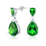 5CT Teardrop CZ Dangle Earrings Imitation Gemstone Silver - Image 2