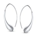 Minimalist Dangle Earrings Polished Teardrop Threader in Sterling Silver - Image 4