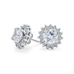 CZ Halo Earring Jackets Enhancer for Studs Gold Plated Sterling Silver - Image 4