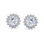 CZ Halo Earring Jackets Enhancer for Studs Gold Plated Sterling Silver - Image 10