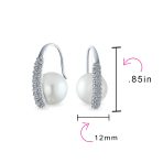 Bridal White Pearl Dangle Chandelier Earrings with CZ Pave and Silver Plating - Image 4