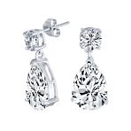 Bridal CZ Dangle Chandelier Earrings 14K Gold Plated Silver