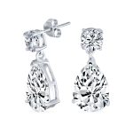 Bridal CZ Dangle Chandelier Earrings 14K Gold Plated Silver