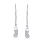 Boho Bali Style Geometric Dangle Earrings with Swirling Disc Sequin  Silver - Image 2