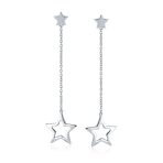 Celestial Patriotic USA Star Chain Dangle Earrings Sterling Silver 2.5 Inch - Image 2