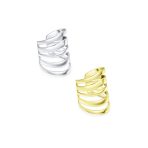 Set of 2 Geometric Ear Cuff Cartilage Clip Wrap Helix Earrings Gold Plated