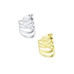 Set of 2 Geometric Ear Cuff Cartilage Clip Wrap Helix Earrings Gold Plated