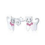 Mini Petite Blue Pink Crystal Cat Stud Earrings in Sterling Silver
