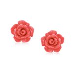 Romantic 3D Carved Flower Pink Peach Rose Stud Earrings Lightweight 10MM - Image 17