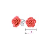 Romantic 3D Carved Flower Pink Peach Rose Stud Earrings Lightweight 10MM - Image 43