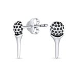 Tiny Tee & Golf Ball Stud Earrings for Golfers Oxidized Sterling Silver Jewelry