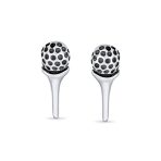Tiny Tee & Golf Ball Stud Earrings for Golfers Oxidized Sterling Silver Jewelry - Image 2