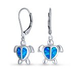 Dangle Gemstone Earrings Opal Heart Turtle Drop in Sterling Silver - Image 2