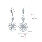 Floral Garden Wedding Canary Yellow CZ Daisy Dangle Chandelier Earrings Silver - Image 7