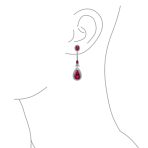 Art Deco Style Dangle Halo Blue Sapphire CZ Cubic Zirconia Teardrop Statement Chandelier Earrings - Image 18
