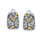 Tri Tone Steampunk Half Hoop Clip-On Earrings Non-Pierced Ears Silver & Gold - Image 2