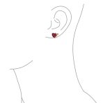 Valentine Red CZ Devil Heart Stud Earrings in Rose Gold Sterling Silver - Image 5