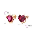 Valentine Red CZ Devil Heart Stud Earrings in Rose Gold Sterling Silver - Image 7