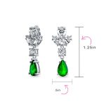 Vintage Art Deco Blue Aquamarine CZ Chandelier Clip-On Earrings Silver Plated - Image 16