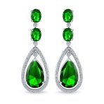 Set of 2 15CT Art Deco Wedding Gemstone Clear & Blue CZ Halo Chandelier Earrings - Image 8