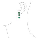 Cocktail Fashion Cubic Zirconia Halo Emerald Green CZ Large Statement Teardrop Chandelier Earrings - Image 3