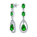 Fashion Art Deco Wedding Gemstone Dangle Chandelier Earrings Silver Plated