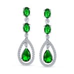 Fashion Art Deco Wedding Gemstone Dangle Chandelier Earrings Silver Plated - Image 3