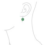 Good Luck Charm Green Clover Earrings Pendant Jewelry Set .925 Sterling Silver - Image 4