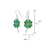 Green Shamrock Lucky Four Leaf Clover Dangle Earrings .925 Silver Fish Hook - Image 4