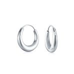 Simple Plain Hoop Huggie Earrings Sterling Silver Crescent Tapered Tube .75 Inch - Image 2