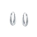 Simple Plain Hoop Huggie Earrings Sterling Silver Crescent Tapered Tube .75 Inch - Image 5