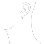 Simple Plain Hoop Huggie Earrings Sterling Silver Crescent Tapered Tube .75 Inch - Image 8