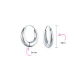 Simple Plain Hoop Huggie Earrings Sterling Silver Crescent Tapered Tube .75 Inch - Image 11