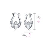 BFF Love Heart Celtic Claddagh Hoop Huggie Earrings Silver - Image 4