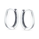 Classic Two Tone Geometric Hoop Huggie Earrings in 14K Gold & Sterling Silver - Image 3