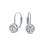 .50CT Solitaire Bezel Brilliant Cut CZ Drop Earrings